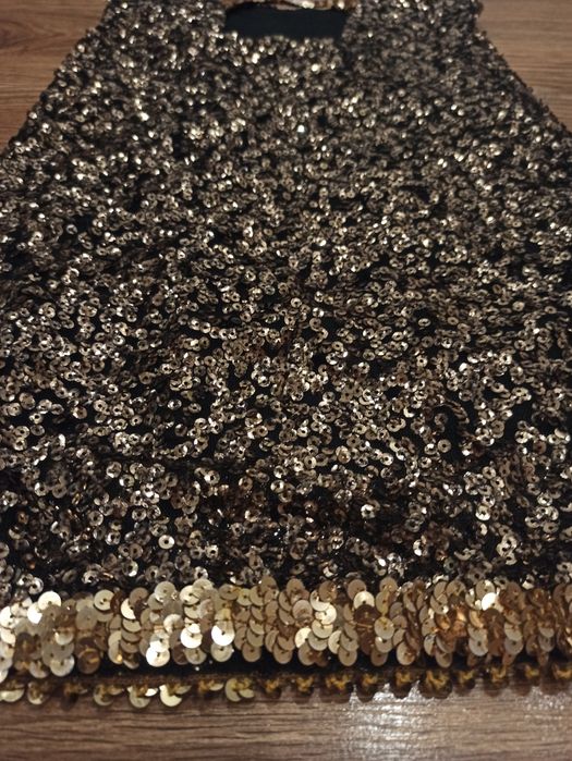 Złota cekinowa sukienka 32/34 Sylwester, karnawał