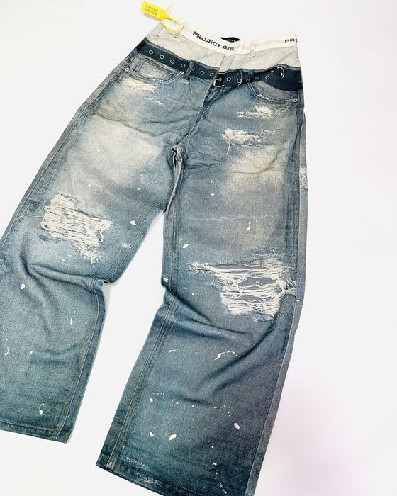 Джинсы штаны baggy jeans Project G/R opium balenciaga white fit M