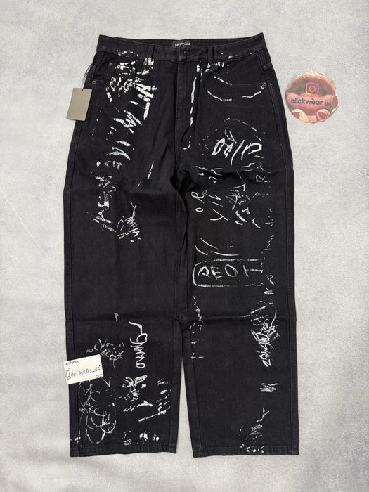 штаны Balenciaga grafiti jeans black м л