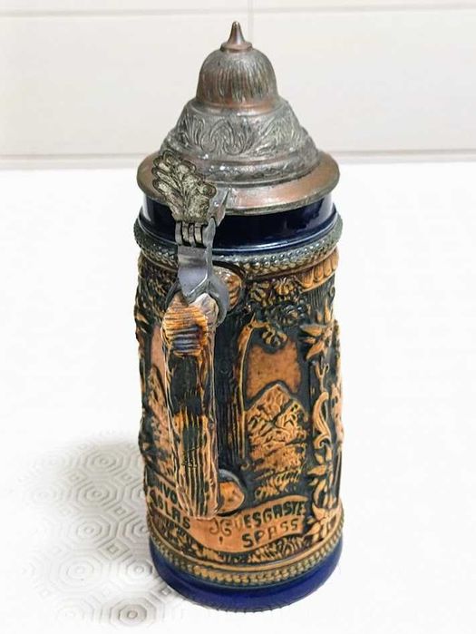 Caneco alemão de cerveja 50cl Gerz em grés e estanho