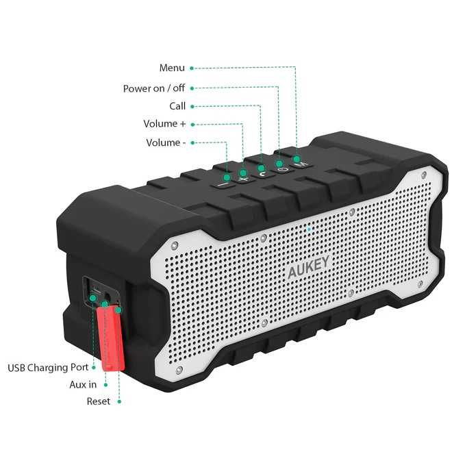 Coluna Bluetooth Portátil AUKEY SK-M12  30H Bateria IP65 *SELADO*