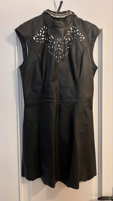 Кожаное платье Sisley, черно- белое Angelo Morani