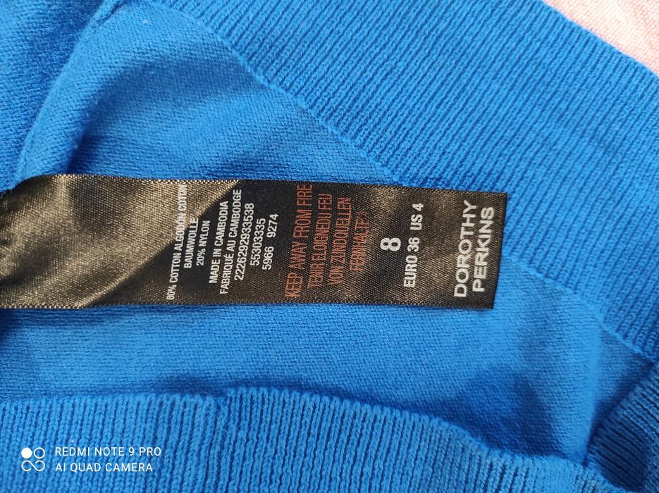 Dorothy Perkins chabrowa bluzka 36/38 sweter Rękaw 3/4 sweterek