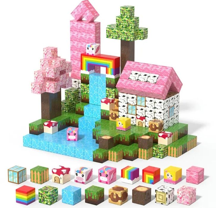 Магнитный конструктор кубики на магнитах блоки Майнкрафт Minecraft