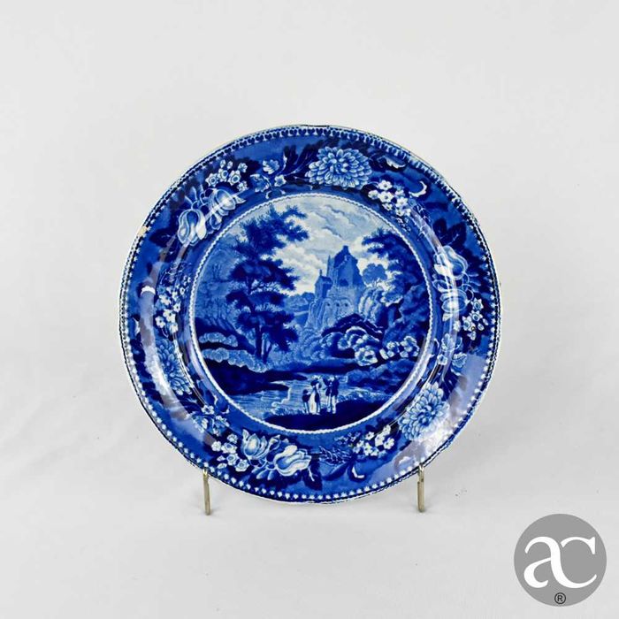 Par de pratos rasos em faiança inglesa Sttafordshire