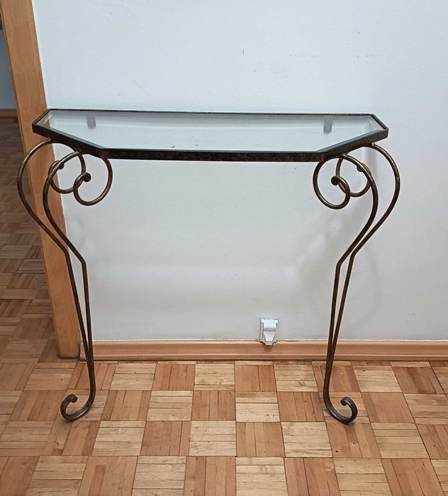 Konsola szklana, żelazna
