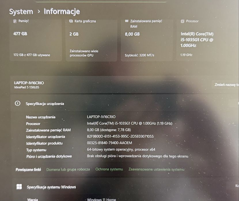 Lenowo IdeaPad 5 i5-1035G1 8 GB Polecam!