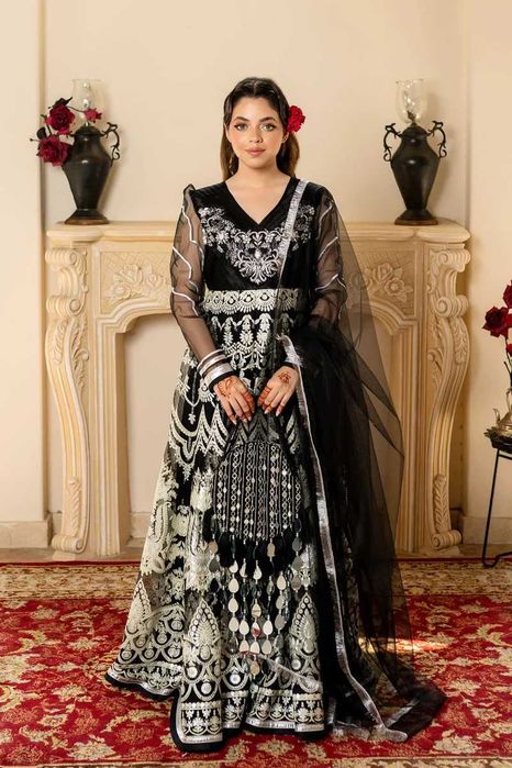 Czarna suknia balowa L 40 kwiaty floral księżniczka królowa orient
