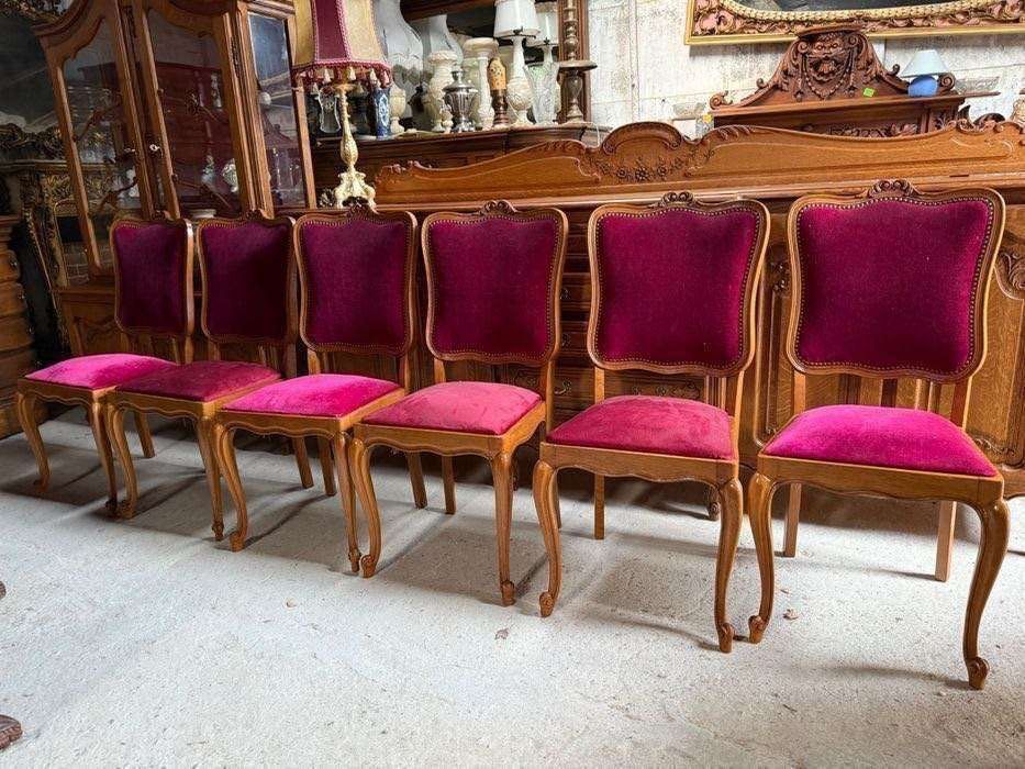 Komoda witryna stół 6 krzeseł w stylu Ludwika
