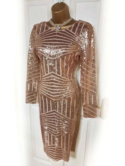 Блестящее золотистое платье пайетки BooHoo