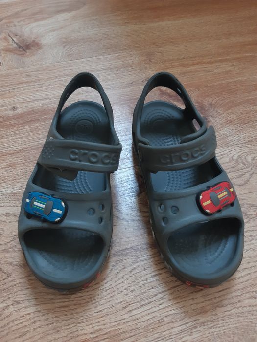 Buty r.29-30 Sandały Crocs C12 szare w autka 19cm na rzepy crocsy