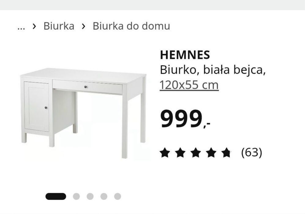 Biurko Hemnes biała bejca