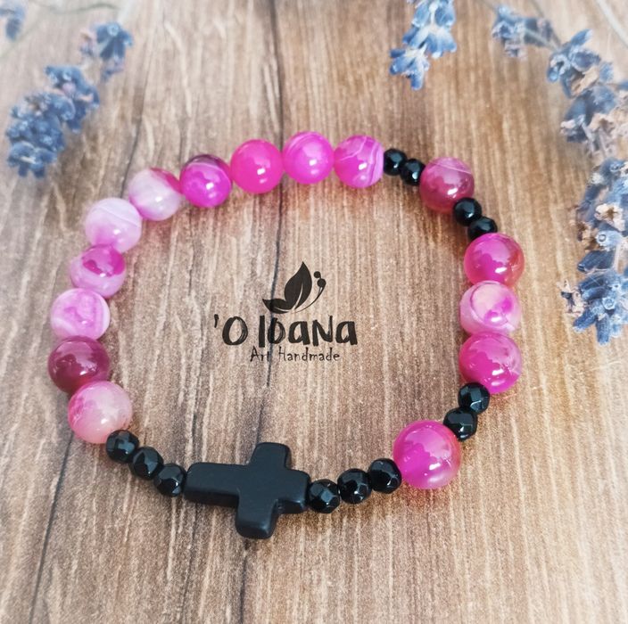 Bransoletka damska różaniec kamienie naturalne agat