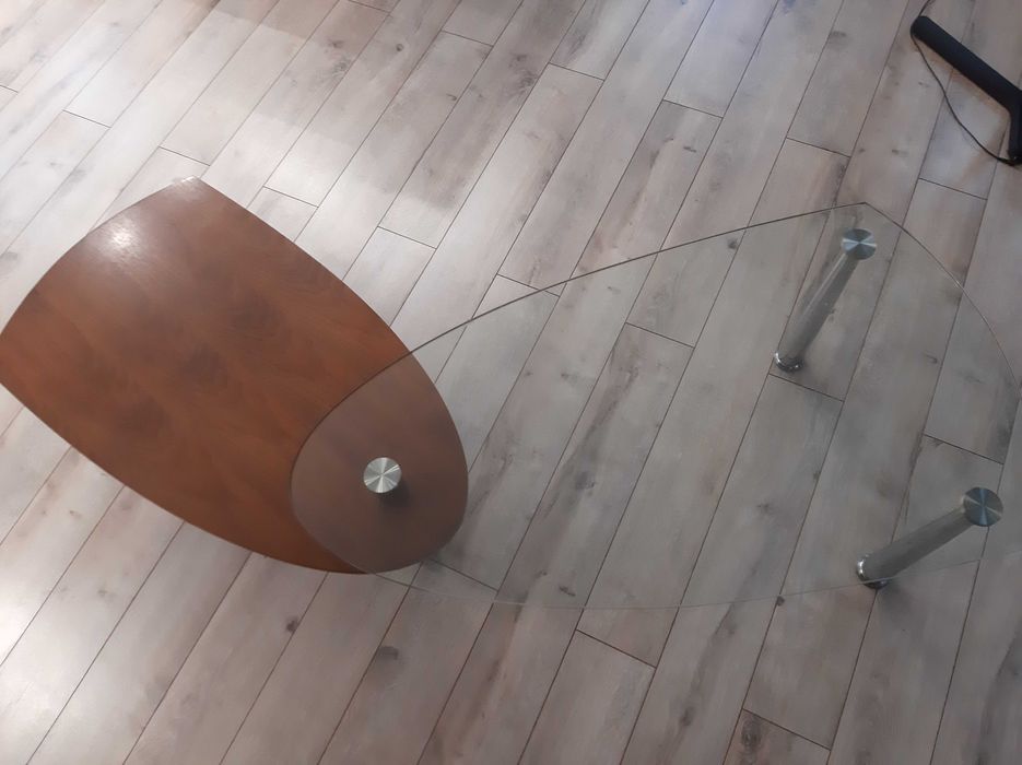 Stolik szklano-drewniany