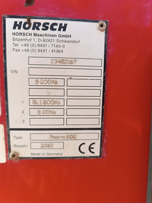 Horsch Pronto 6dc 2010r