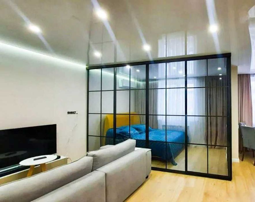 Перегородки в стиле Лофт. Межкомнатные раздвижные стеклянные двери