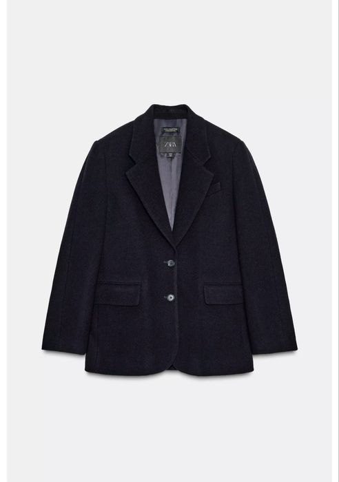 Блейзер Zara з вовною S пальто zara темно синє