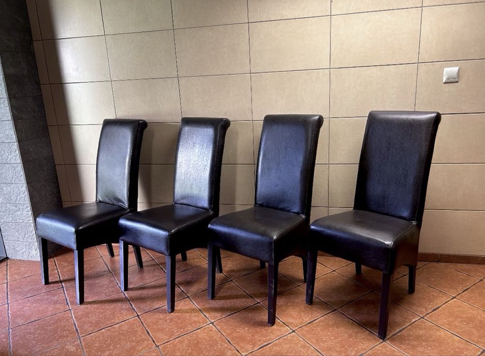 Skórzane eleganckie krzesła Komplet 4 szt