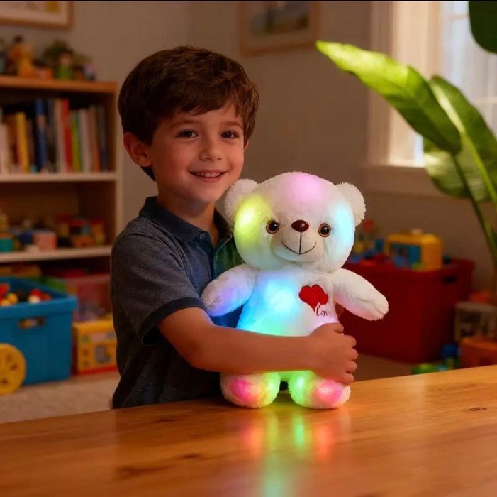 М'яка іграшка "Ведмедик" з LED-підсвіткою 30см (з батарейками)