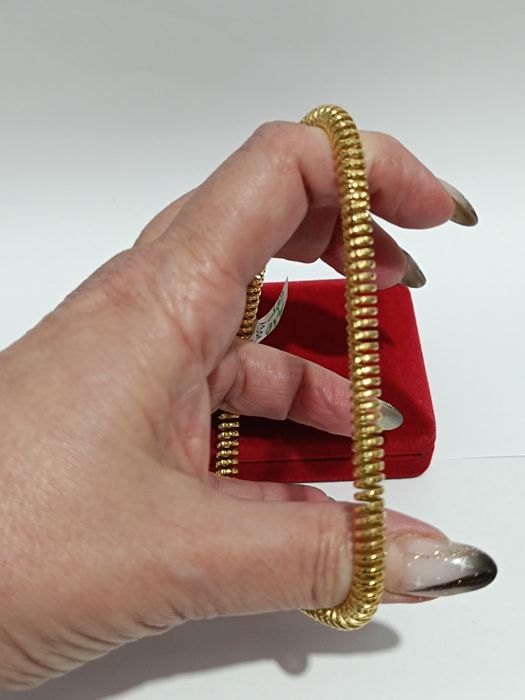 Złota bransoletka elastyczna Sprężynka średnica 6cm, złoto próby 585