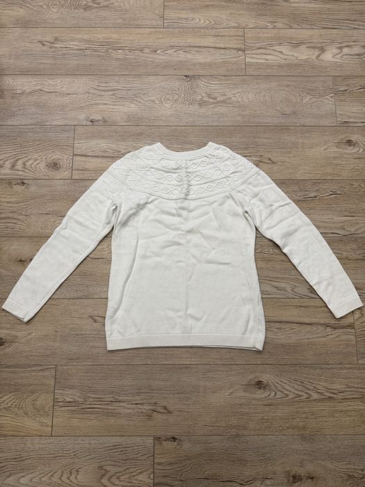 Kremowy bawełniany kaszmirowy świąteczny zimowy sweter M Talbots