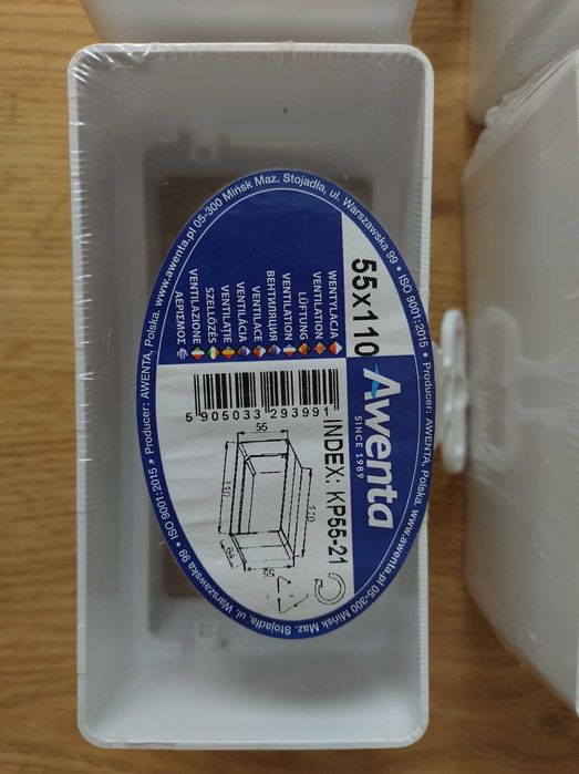 AWENTA wentylacja 55x110mm:kanały płaskie, łączniki, kolana łącznikowe