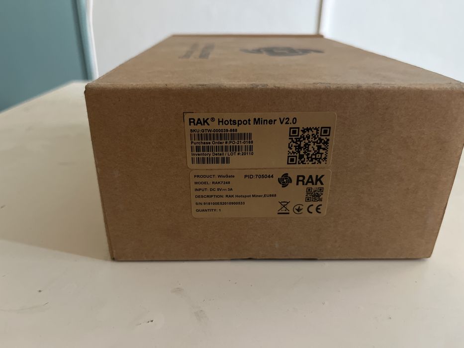 RAK Hotspot Miner V2.0 – RAK7248 WisGate EU868 – NOVO