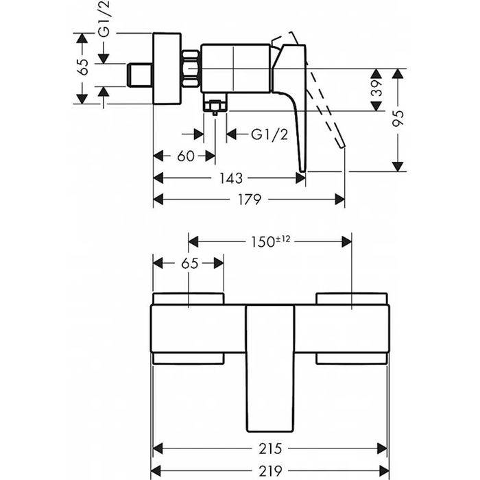 Змішувач для душу, чорний матовий Hansgrohe Metropol (32560670)