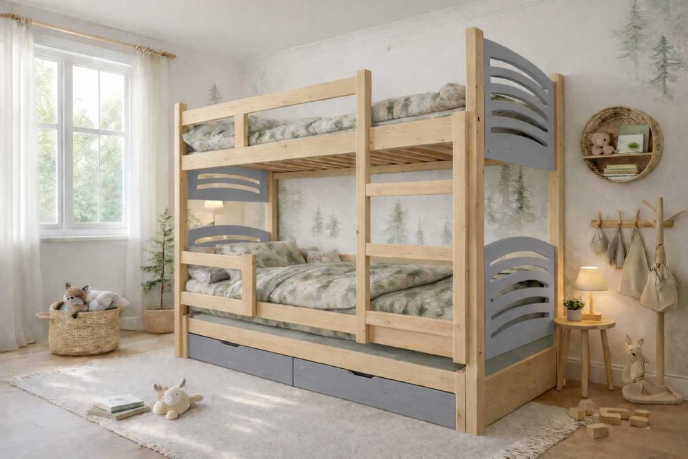 Łóżko piętrowe Janek 3 osobowe, materace 160x75 | 180x75 gratis