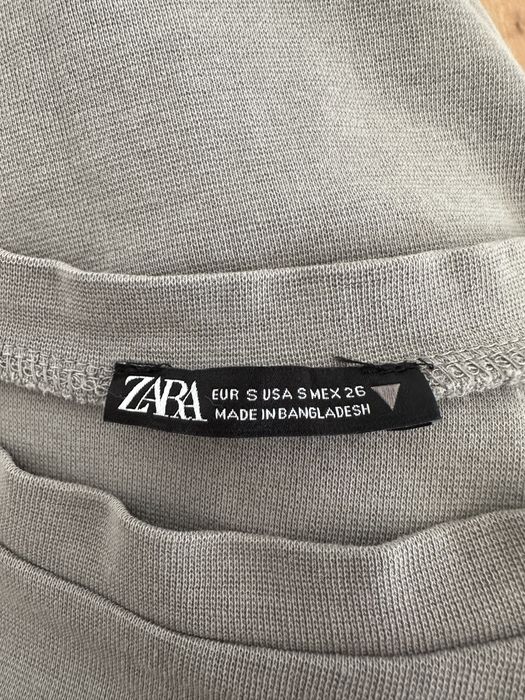 Szary damski crop top krótka bluzka gładka basic na codzień S 36 Zara