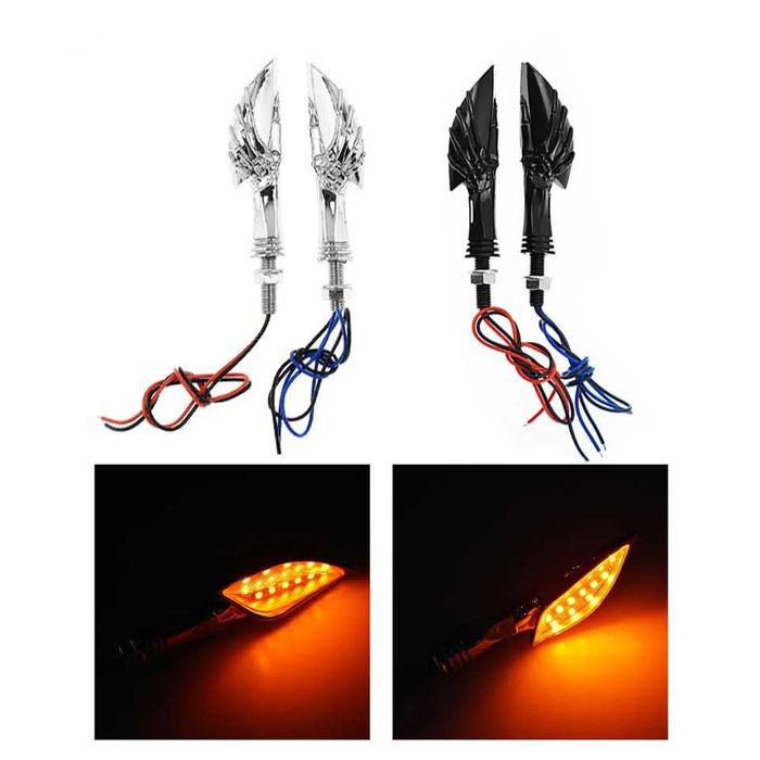 Par piscas LED esqueleto chopper bobber moto cafe racer