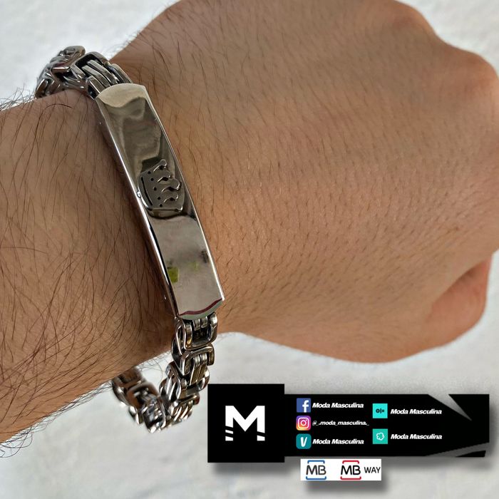Pulseira em aço com coroa