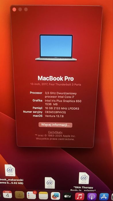 Macbook pro touchbar 2017 3.5 ghz 16 gb