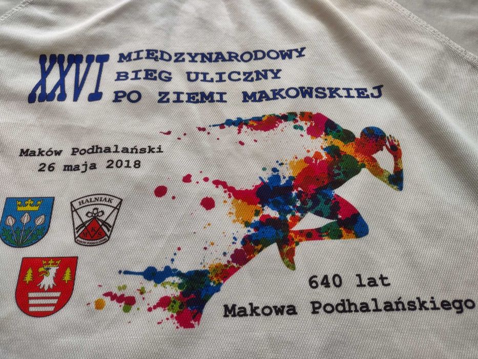 Koszulka męska biegowa biała ze wzorem r. M - stan bardzo dobry