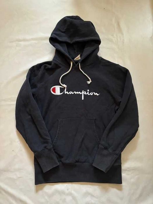 Bluza Champion Reverse Wave z kapturem hoodie Czarna L vintage