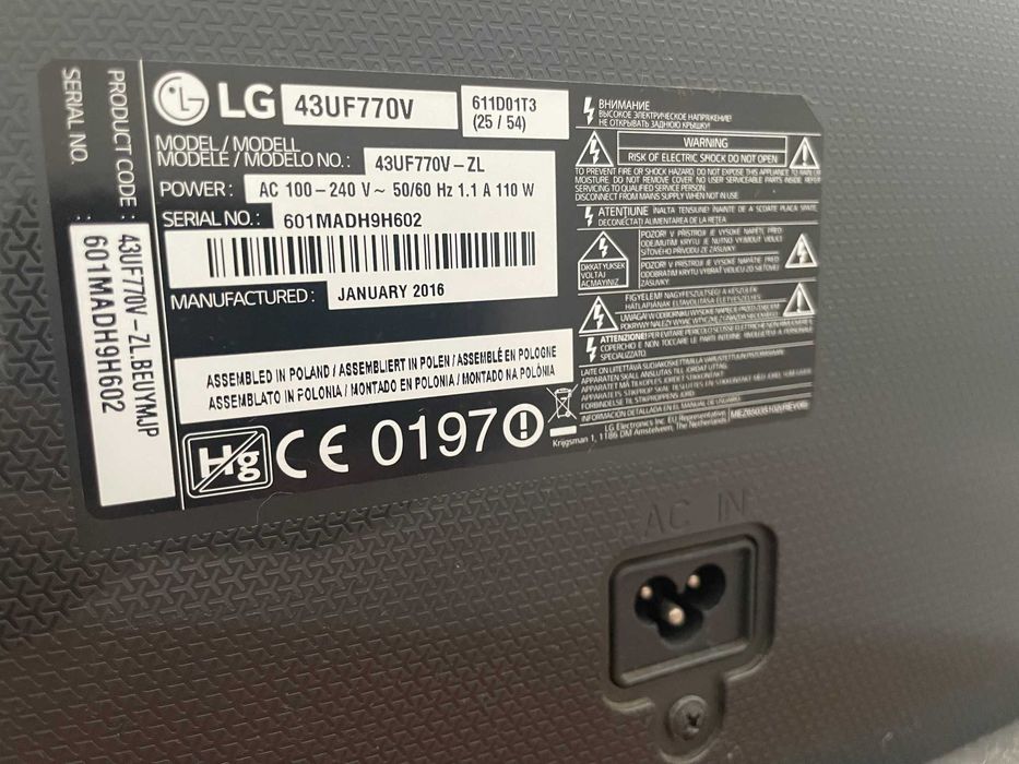 Smart TV LG 43” UHD 4K