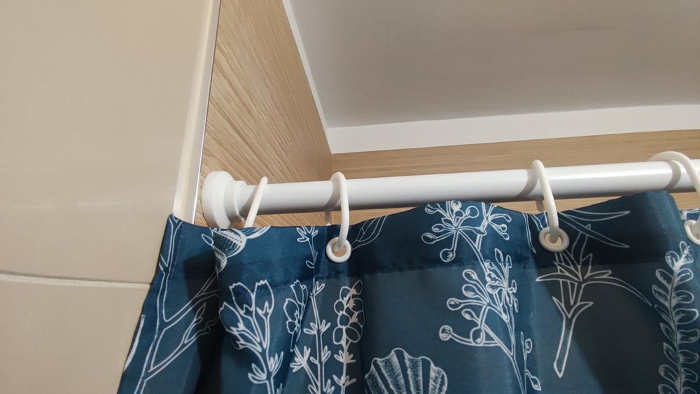 Cortina / cortinado de duche / wc + varão extensível branco