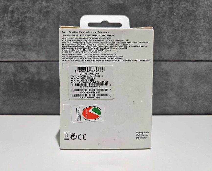 Ładowarka Samsung 45W PD Kabel C Szybkie Ładowanie