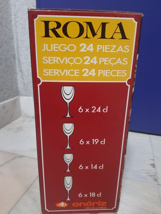 Serviço 24 Copos Vidro ENÉRIZ - Novo. A estrear
