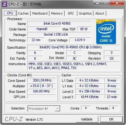 CPU Intel® Core i5-4590s - 3,0 Ghz - LGA1150