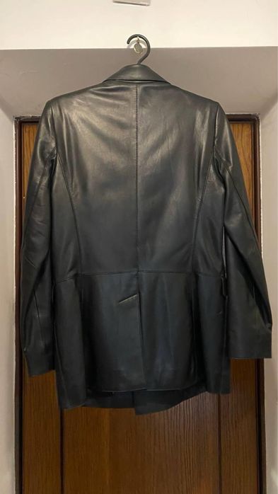 Massimo Dutti чорний шкіряний піджак