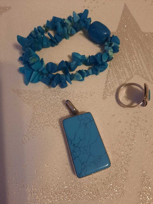 Wisior,pierścionek,bransoletka, turkus,komplet