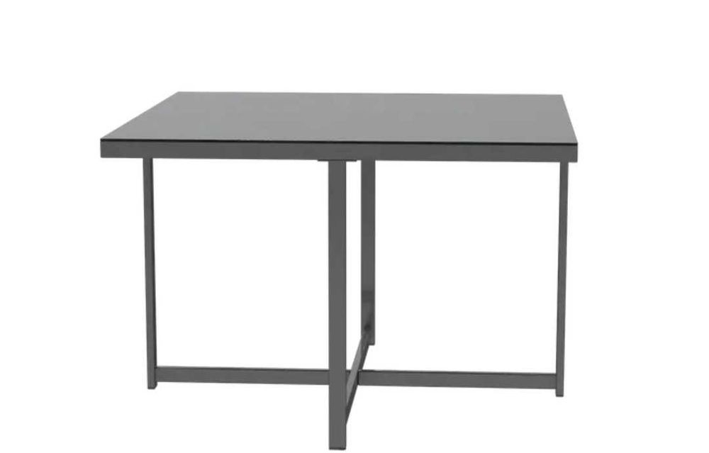 Mesa exterior em metal e vidro