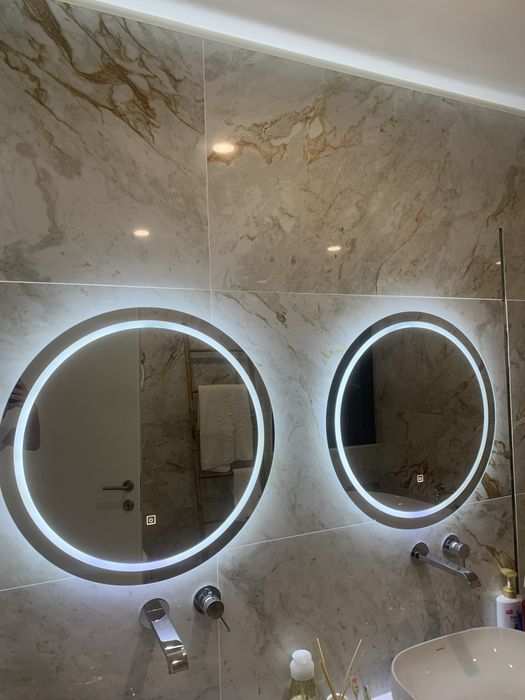 2 espelhos redondos 60 cm led