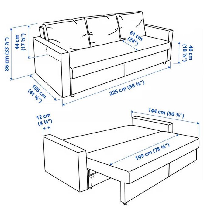 Sofá cama IKEA modelo FRIHETEN como novo, preto. Nunca usado como cama