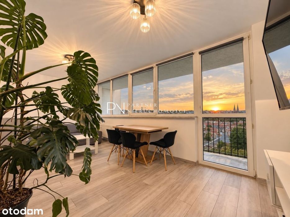 M4 z panoramą miasta | 9p | balkon| umeblowane