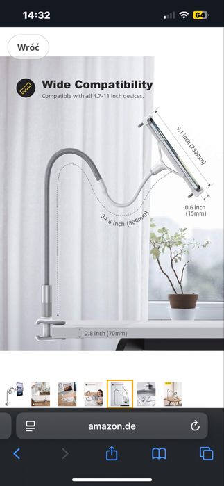 Uchwyt na tablet tefon łabedzia szyja