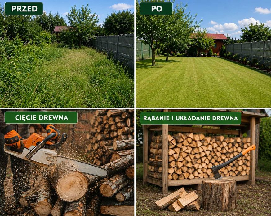 Koszenie Trawy Cięcie i Rąbanie Drzewa Prace Porządkowe!