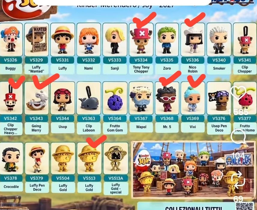Funkus ONE PIECE Kinder Joy - Troca