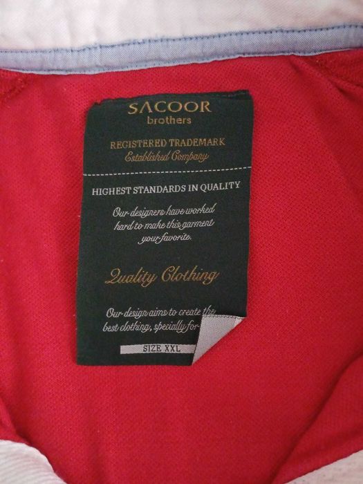 Polo Sacoor Brothers - Tamanho XXL, Vermelha e Listrada (100% Algodão)